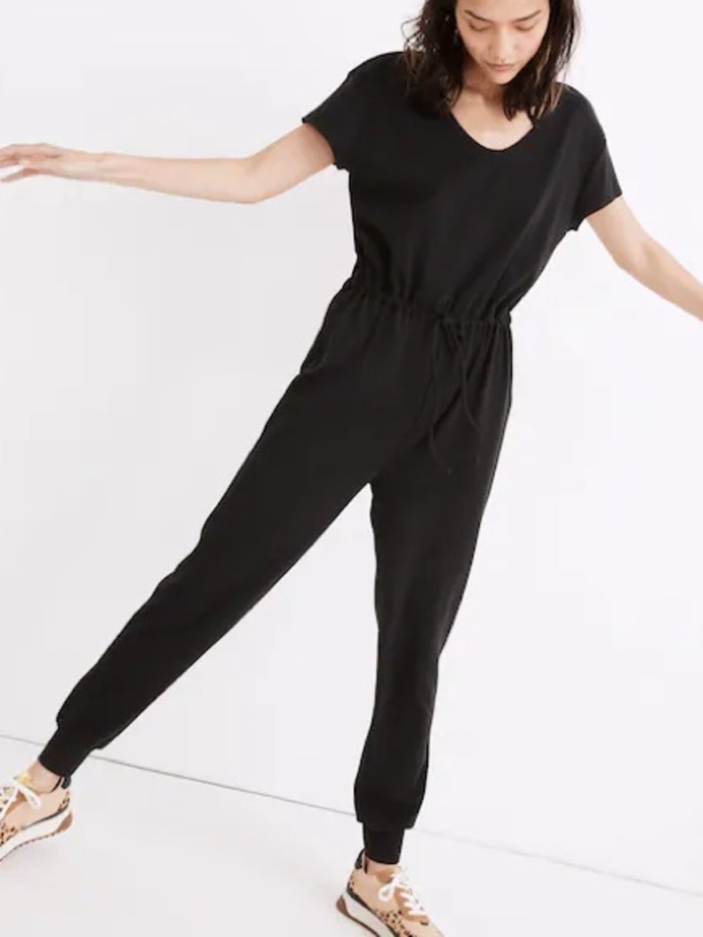 Madewell MWL Breeze Drawstring Jogger Jumpsuit Black Size Medium Lounge